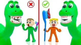 SUPERHERO SPIDERMAN FROZEN ELSA BABY DINOSAUR TOOTHBRUSH! Play Doh Cartoons For Kids