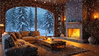 Calm Piano Music 🎹 Cozy Winter Fireplace Ambience ❄️ Snowfall for Sleep, Study & Relaxation 🔥