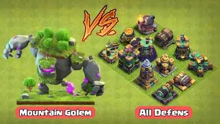 Max Mountain Golem vs All Max Defenses | Clash of Clans