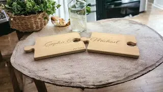 Personalised laser engraved interlocking jigsaw couple serving boards