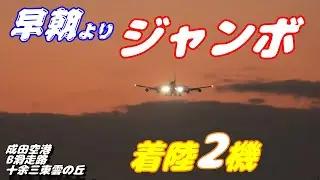 【4K】成田空港 十余三東雲の丘 Ｂランに着陸するジャンボ（Jumbo）２連発