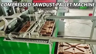 Auto discharging compressed wood mold pallet press machine line