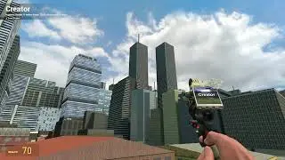 exploring big city in gmod map is creepy when alone. only ambient gmod sounds