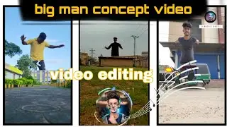 big man concept and road poster jump new video editing