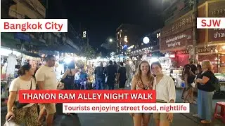 Thanon Ram Buttri Alley Night Walk | Phra Nakhon | Bangkok City | Thailand | SJW