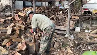 2年後に使う薪を割る　Chopping Wood ASMR #薪割り