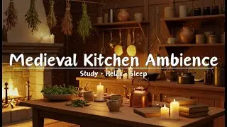 Medieval Kitchen Ambience &bull; 3 Hours Cozy Fireplace for Study, Relax & Sleep