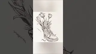 A Sketching Timelapse of Tulips in a Boot #drawing #sketch #art #flowers