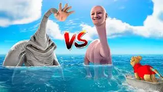 NEW HAND SEA MONSTER VS WE SWAM TOO FAR IN THE OCEAN! WHO IS STRONGER IN GMOD?!