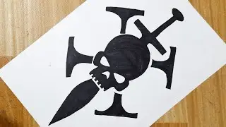 How to draw tribal skull with sword || Skull tattoo design