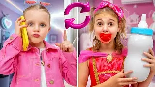 Life Swap Challenge ✨ A Child Pretends to Be the Big Sister for the Baby!