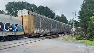 CSX 169 leading M683 into Maxwell Yard with a FURX GP38-2 trailing on 6-12-25
