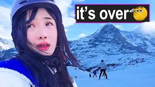 Small Korean Girl Skis Down Swiss Alps And Fails