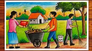swachh Bharat Abhiyan drawing with colour|| Nirmal village poster drawing for competition
