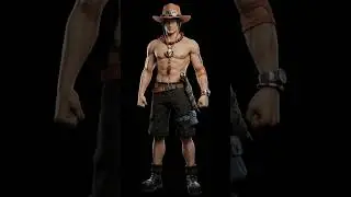 Portgas D. Ace (One Piece) - 3D Turntable Loop | Hologram Ready (Black Screen) 4K