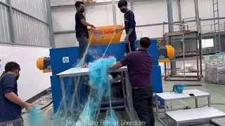 big Fishnet shredder, Fishnet shredding, Fishnet Crushing, Nylon Rope Shredder, Nylon Rope Crusher,