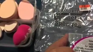 Assorted cosmetic sponges contents w/ beauty blenders