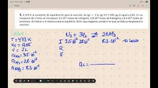 Problema de equilibrio con concentraciones iniciales de reactivos y productos