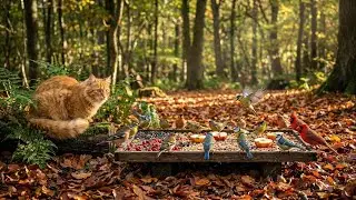 Cat TV Birds of Nature for Cats to Watch Chirping with Surprised Squirrel | Kittens & Pets Relax Fun