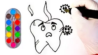 Let&rsquo;s Draw a Happy cute tooth | Fun Coloring for Kids and Toddlers #15