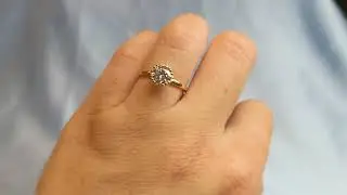 Three Prong Starburst Engagement Ring | Cluster Floral Engagement Ring | Round Moissanite Ring