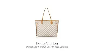 Titip Jual Tas Branded Second: Louis Vuitton Damier Azur Neverfull MM NM Rose Ballerine
