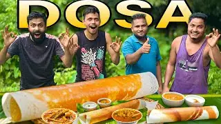 MAKING DOSA | Instant Dosa and Sambar Recipe Cooking in Village | South Indian Recipe 