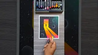 Космический рисунок в дверном проеме ✨ Простой рисунок галактики масляной пастелью для начинающих...