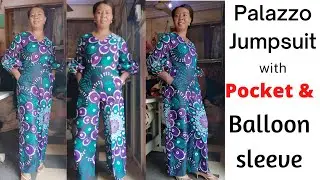 How to sew a palazzo jumpsuit with pocket and balloon sleeve step by step