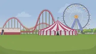 Cartoon background video green screen House and park city village  part 1