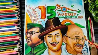 INDEPENDENCE Day Drawing 🇮🇳✍️( Full Time-Lapse Video), Freedom Fighter Drawing,15 th August Drawing
