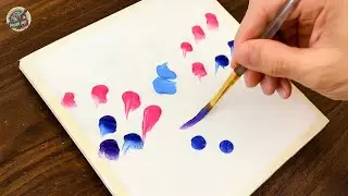 Easy Acrylic Painting | How to Paint Pink Trees and Water Reflection | Easy Tutorial