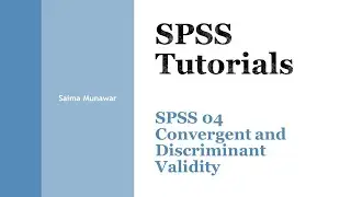 SPSS 04: Convergent and Discriminant Validity of Scale