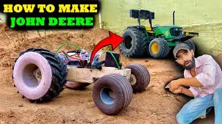 How to make John Deere tractor using Dc gear motor | Making a tractor with PVC PIPE @GranthVlogs-8
