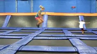 Sky Zone - Plymouth, MN - Ashley does a front flip on a trampoline  8/6/11