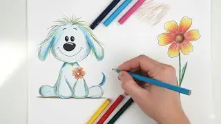 How to draw Dog colour cute cartoon #draw #art #kidsart   @larukidsindia