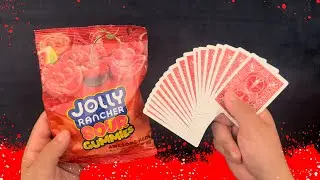 NEW Just Reds Jolly Rancher Sour Gummies ~ Candy 'n' Solitaire ~ ASMR Solitaire #659