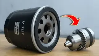Good idea? Insert the oil filter into the drill chuck and be amazed at the results!
