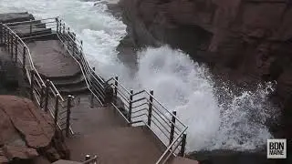 Dangerous surf brings big waves to Thunder Hole