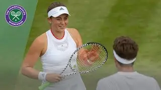 Jelena Ostapenko hits Mixed Doubles partner Robert Lindstedt with serve | Wimbledon 2019