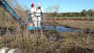 Moving floating sludge Islands in tank to prepare for vacuuming