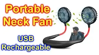 USB Rechargeable Portable Wearable Fan,Neck Fan, Hand Free Personal Fan