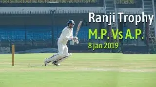 Ranji trophy cricket match, Madhya Pradesh vs Andhra Pradesh Day 2 at Holkar Stadium Indore