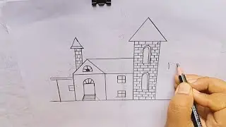 How to Draw a Castle Easy | Step by Step Simple Castle Drawing Tutorial#drawing #art #viral #sketch 