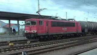 Tank train with 155 028 4 from DB Railion passes Angerm&uuml;nde station  #155 #cargo #trainspotting