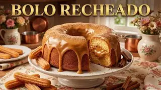 🥮 BOLO CHURROS RECHEADO E FOFINHO | O Bolo que já sai Recheado do Forno!