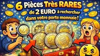 6 Pi&egrave;ces Tr&egrave;s RARES de 2 EURO &agrave; rechercher dans votre porte monnaie !