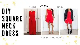 DIY SQUARE NECK DRESS - Refashion