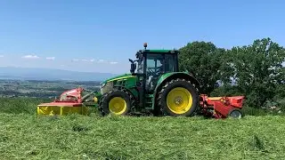 John Deere 6120m Heu mähen 2020 Schweiz