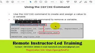 Oracle 12c SQL Workshop: SL#24 DEFINE and VERIFY commands
